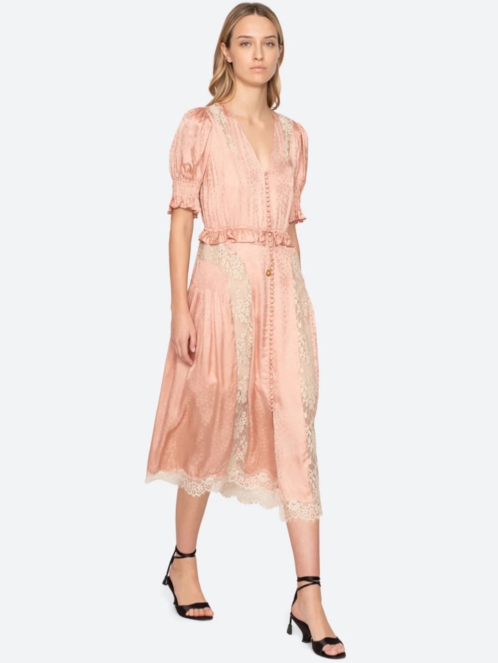Sea New York Ethel Blush Lace-Trim Midi Dress - Picture 5 of 10